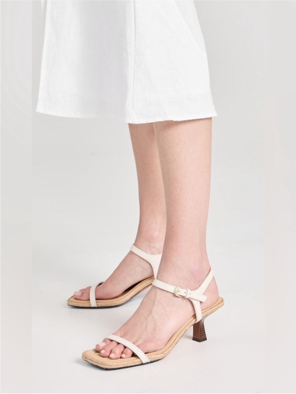 Vince Coco Espadrille Cream Strappy Mid Heel Sandals